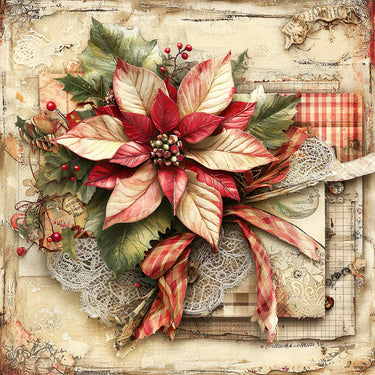 Christmas Poinsettia, DCO-102223, Sign For Wreath, 10x10in Metal Sign